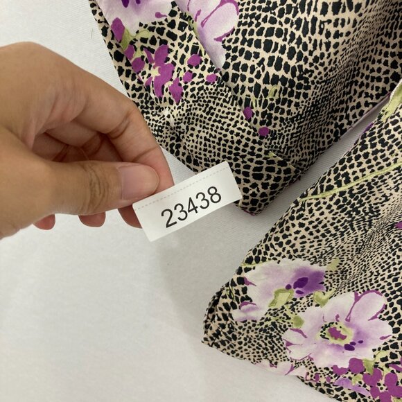 Vintage Robbie Bee size XL Pure Silk Multi Purple Floral Boxy Cut Button Down - Picture 8 of 8